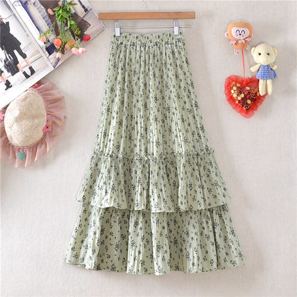 Little Daisy Skirt Women's Mid-length Floral Chiffon Skirt Cake Skirt