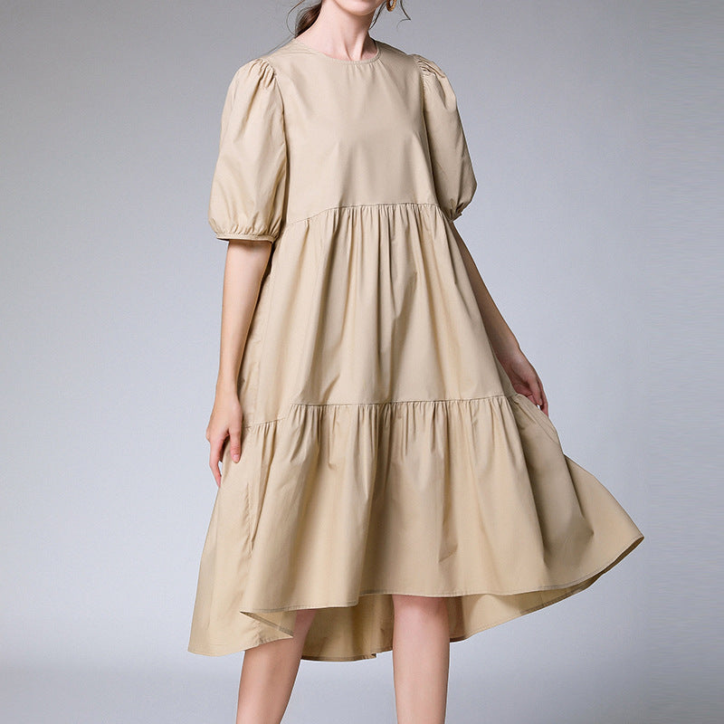 Loose fashion pleated stitching dress