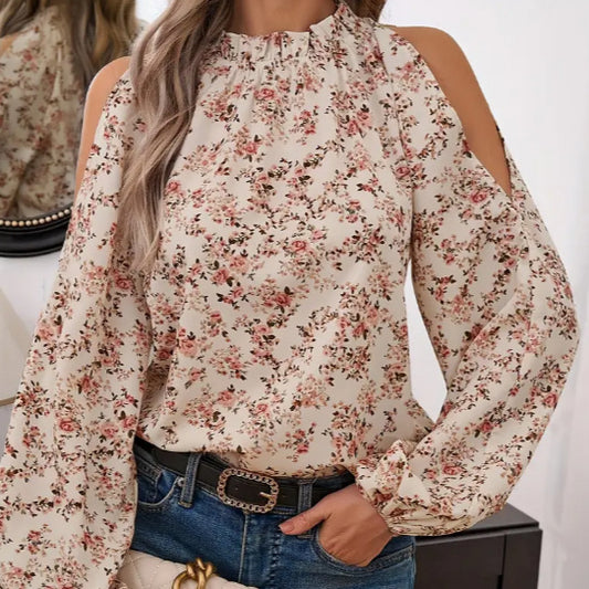 Elegant Off Shoulder Printed Ruffle Top For Women