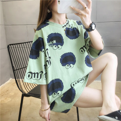 Medium long cotton T-shirt