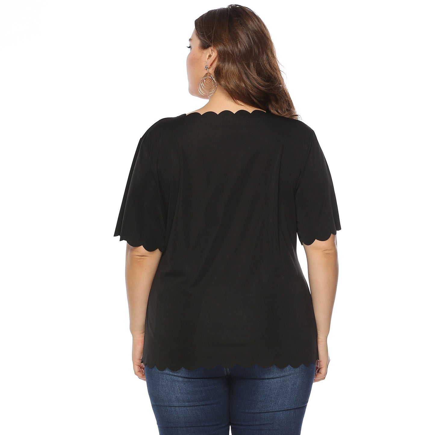 Leopard print lips wavy short sleeve T-shirt