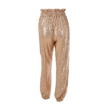 High waist drawstring trousers