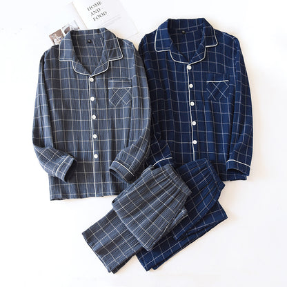 Plaid Long-Sleeved Trousers Cotton Two-Color Home