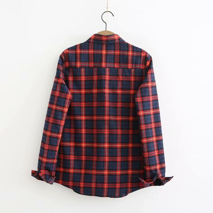 Casual Plaid Single Pocket Lapel Long Sleeve Shirt