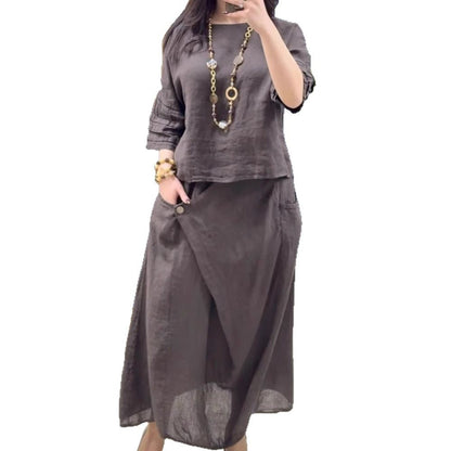 Casual Solid Color Loose Dress Two-piece Suit