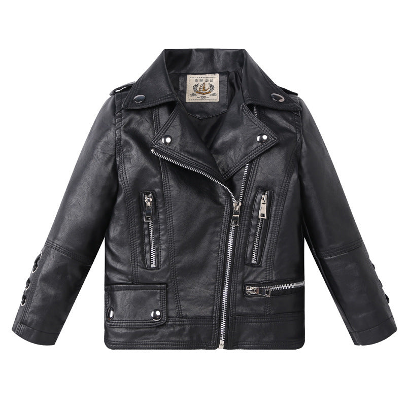 Children's Leather Fashion Boys And Girls Motorcycle