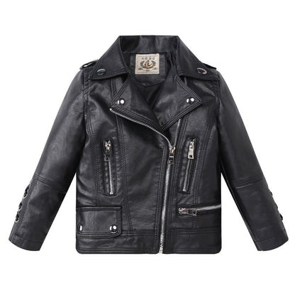 Children's Leather Fashion Boys And Girls Motorcycle
