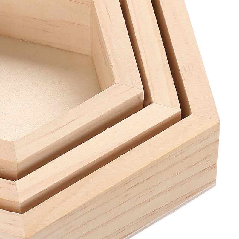 Solid Wood Jewelry Box Jewelry Display Rack Hexagonal Box