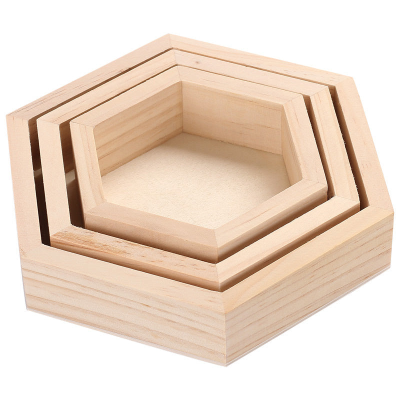 Solid Wood Jewelry Box Jewelry Display Rack Hexagonal Box