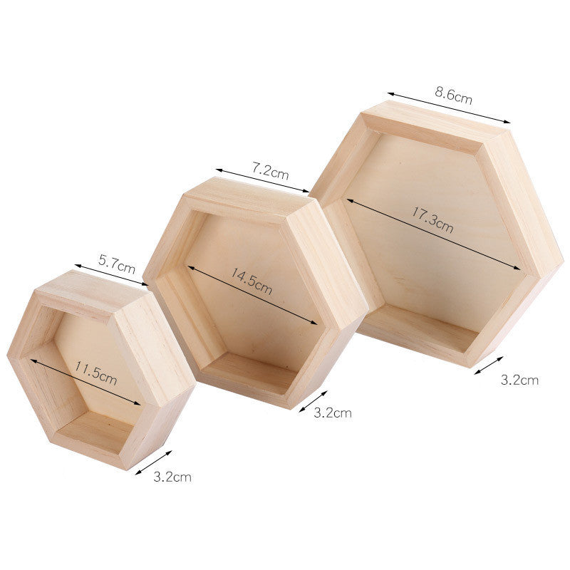 Solid Wood Jewelry Box Jewelry Display Rack Hexagonal Box