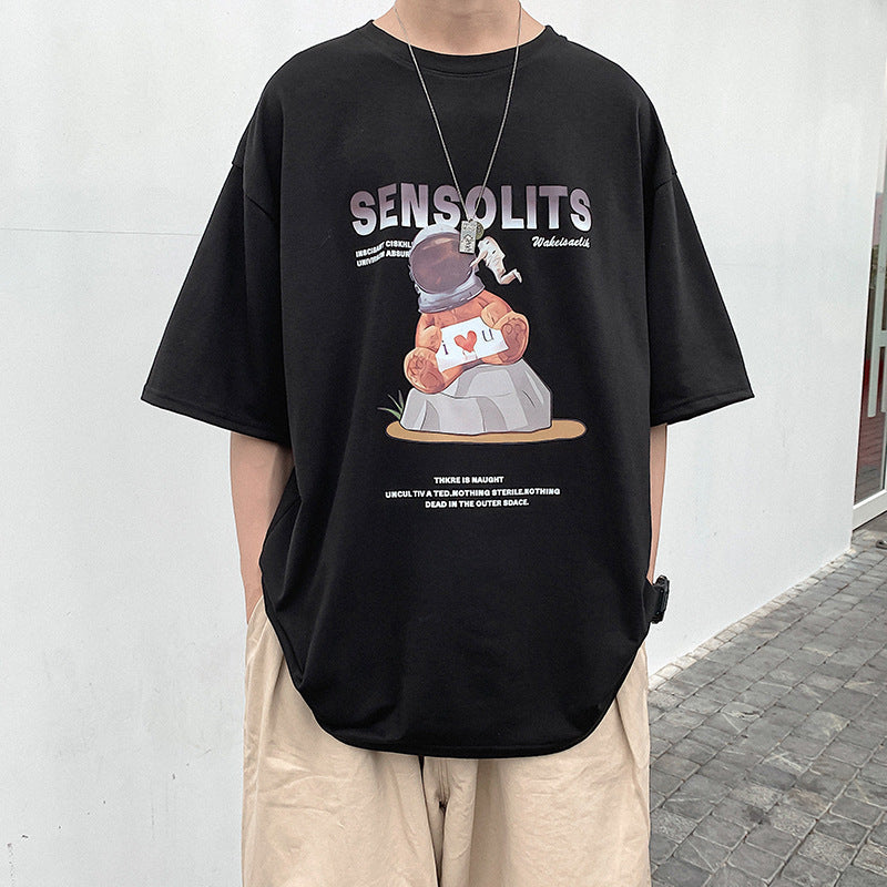 Korean Loose Round Neck Short Sleeves For Lovers