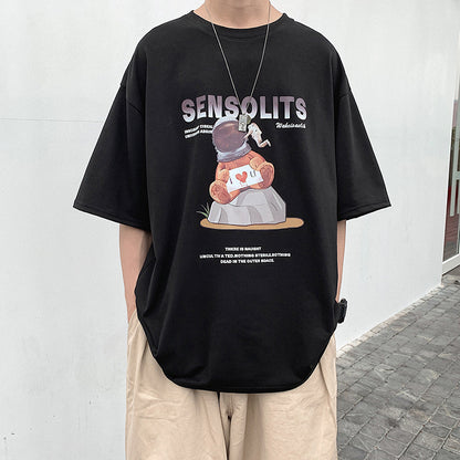 Korean Loose Round Neck Short Sleeves For Lovers