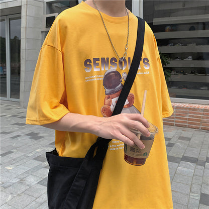 Korean Loose Round Neck Short Sleeves For Lovers