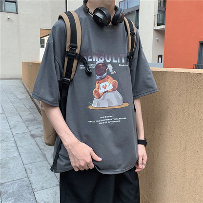 Korean Loose Round Neck Short Sleeves For Lovers