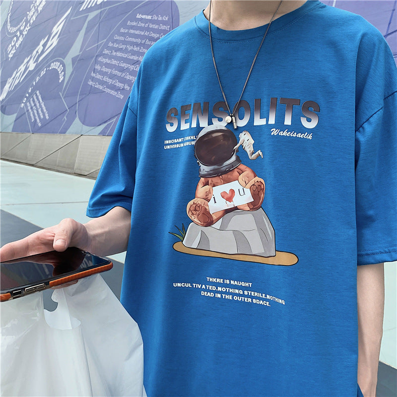 Korean Loose Round Neck Short Sleeves For Lovers