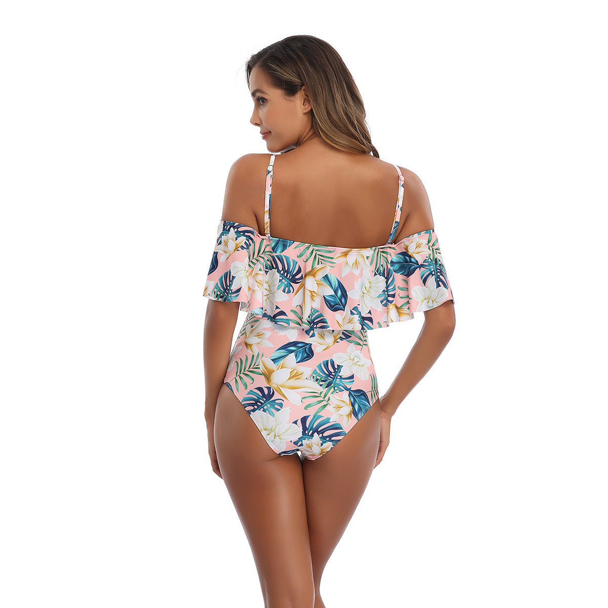 Ladies One-Piece Ruffled One-Shoulder Open Back Bikini