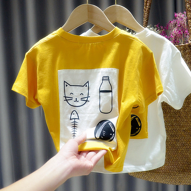 Children's Cartoon All-Match Round Neck Short Sleeve