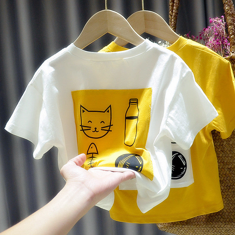 Children's Cartoon All-Match Round Neck Short Sleeve