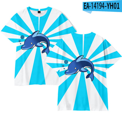 Dolphin 3D Digital Printing Adult Short Sleeve Support Pattern Customization Cross-border Generation