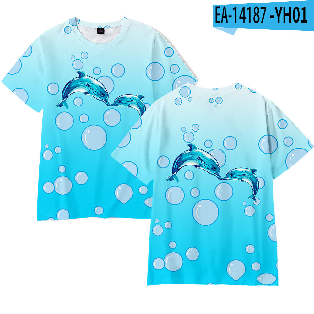 Dolphin 3D Digital Printing Adult Short Sleeve Support Pattern Customization Cross-border Generation