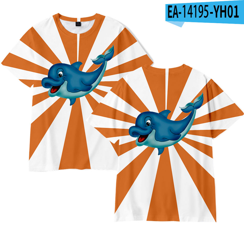 Dolphin 3D Digital Printing Adult Short Sleeve Support Pattern Customization Cross-border Generation