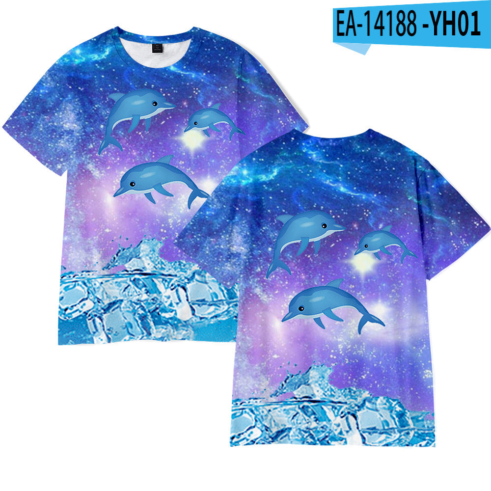 Dolphin 3D Digital Printing Adult Short Sleeve Support Pattern Customization Cross-border Generation