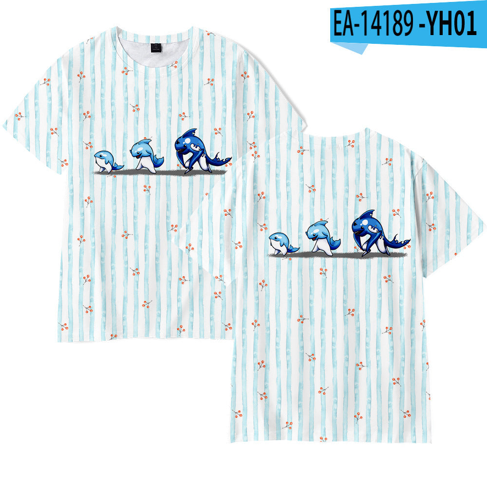 Dolphin 3D Digital Printing Adult Short Sleeve Support Pattern Customization Cross-border Generation