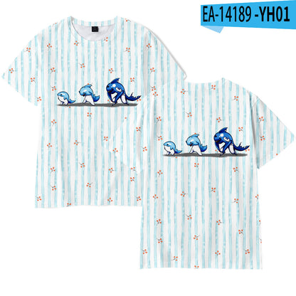 Dolphin 3D Digital Printing Adult Short Sleeve Support Pattern Customization Cross-border Generation