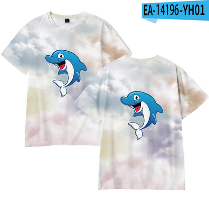 Dolphin 3D Digital Printing Adult Short Sleeve Support Pattern Customization Cross-border Generation