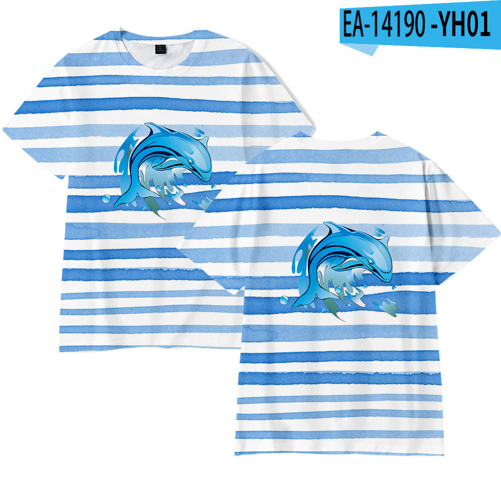 Dolphin 3D Digital Printing Adult Short Sleeve Support Pattern Customization Cross-border Generation