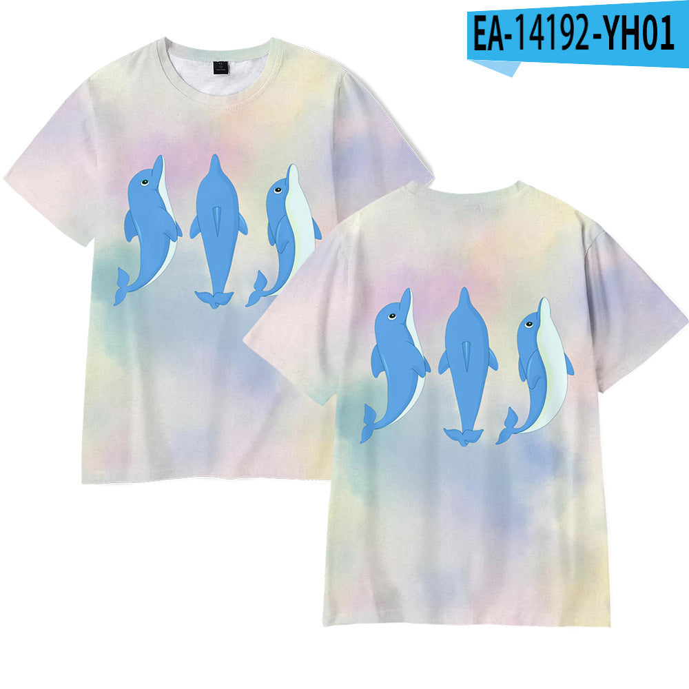Dolphin 3D Digital Printing Adult Short Sleeve Support Pattern Customization Cross-border Generation