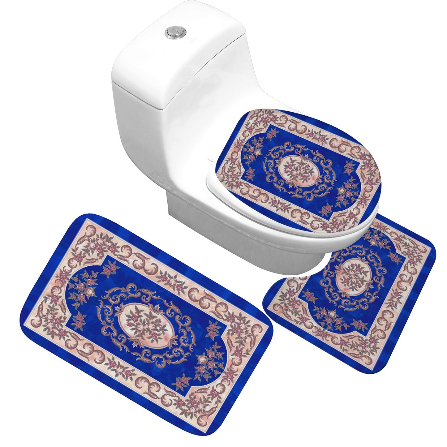 Receiving Bag Three-piece Toilet Bathroom Toilet Carpet Non-slip Absorbent Toilet Floor Mat Classic Pattern