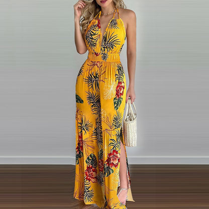 European And American Women'S Clothing Aliexpress Wish Stand-Alone Digital Printing Colorful Jumpsuit