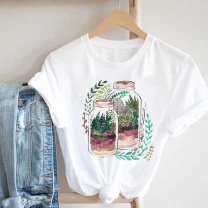 Women'S Short Sleeve T-Shirt With Butterfly Print