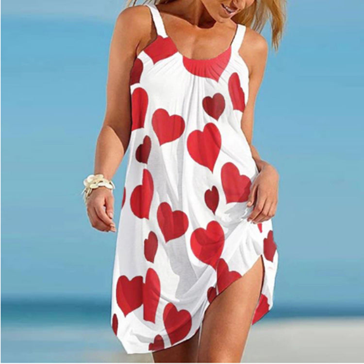 Printed Vest Camisole Sleeveless Loose Dress