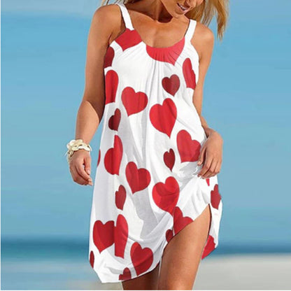 Printed Vest Camisole Sleeveless Loose Dress