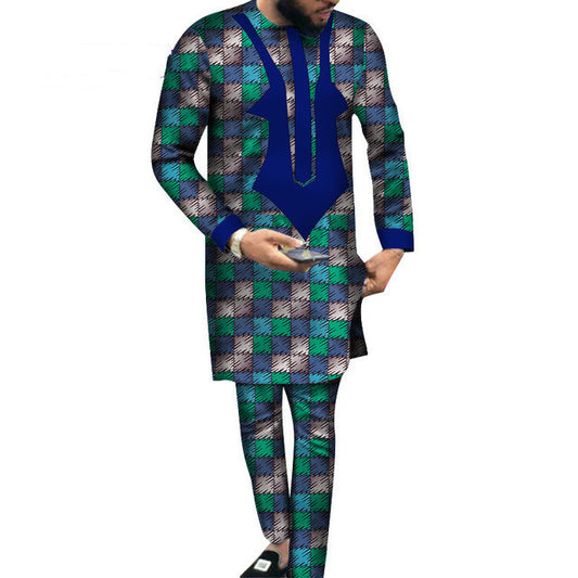 Cotton Batik Print Men's Trousers And T-Shirt Set