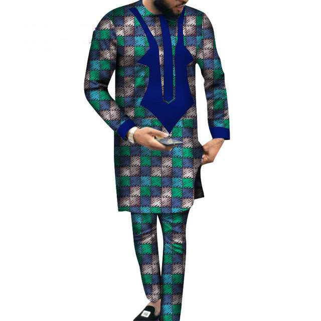 Cotton Batik Print Men's Trousers And T-Shirt Set
