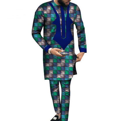 Cotton Batik Print Men's Trousers And T-Shirt Set