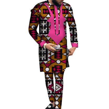 Cotton Batik Print Men's Trousers And T-Shirt Set