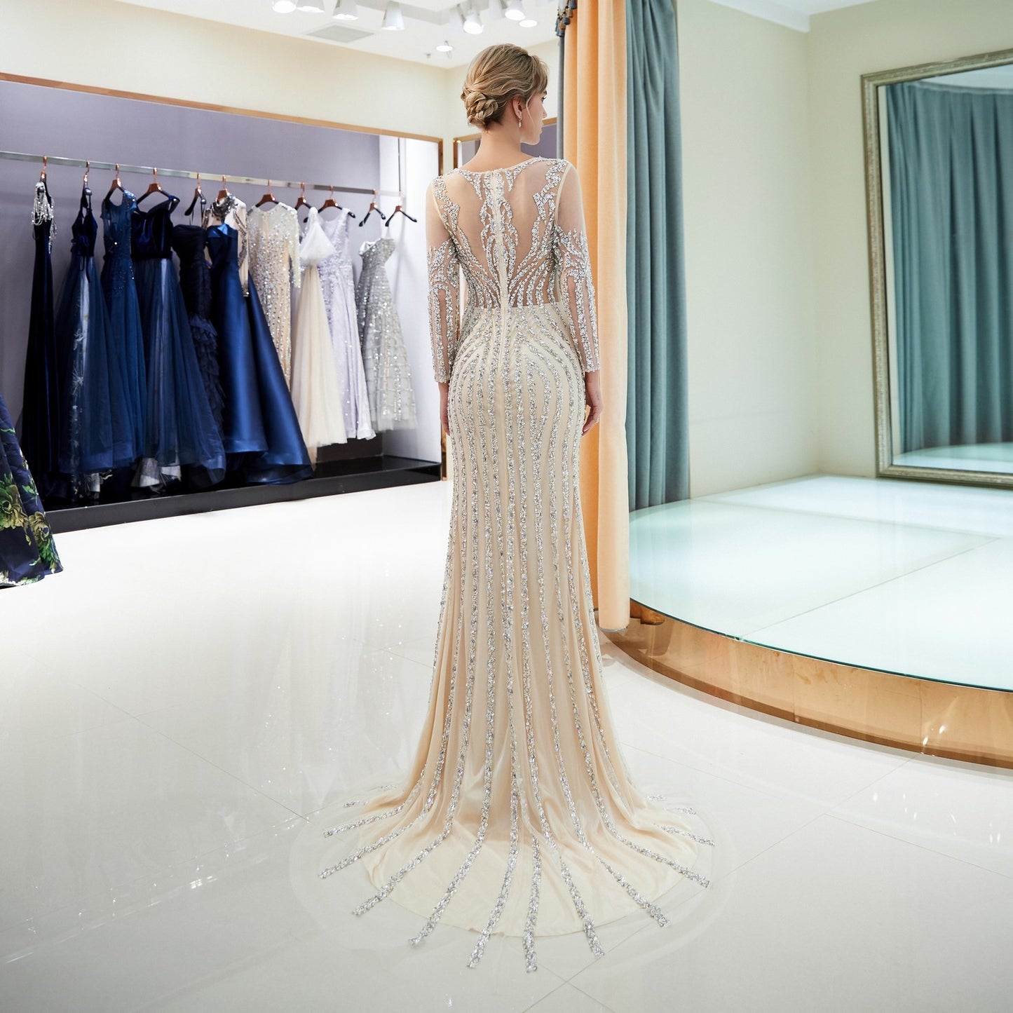 Women's Fashion Bustier One-shoulder Fishtail Wrap Dress