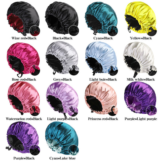 New Women's Fashion Double-layer Satin Sleeping Hat