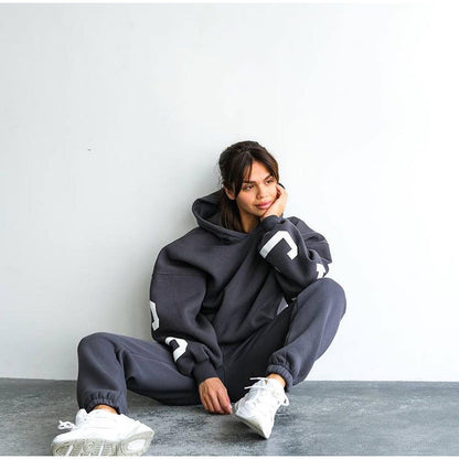 Loose Floral Print Long Sleeve Pullover Pants Two-piece Set