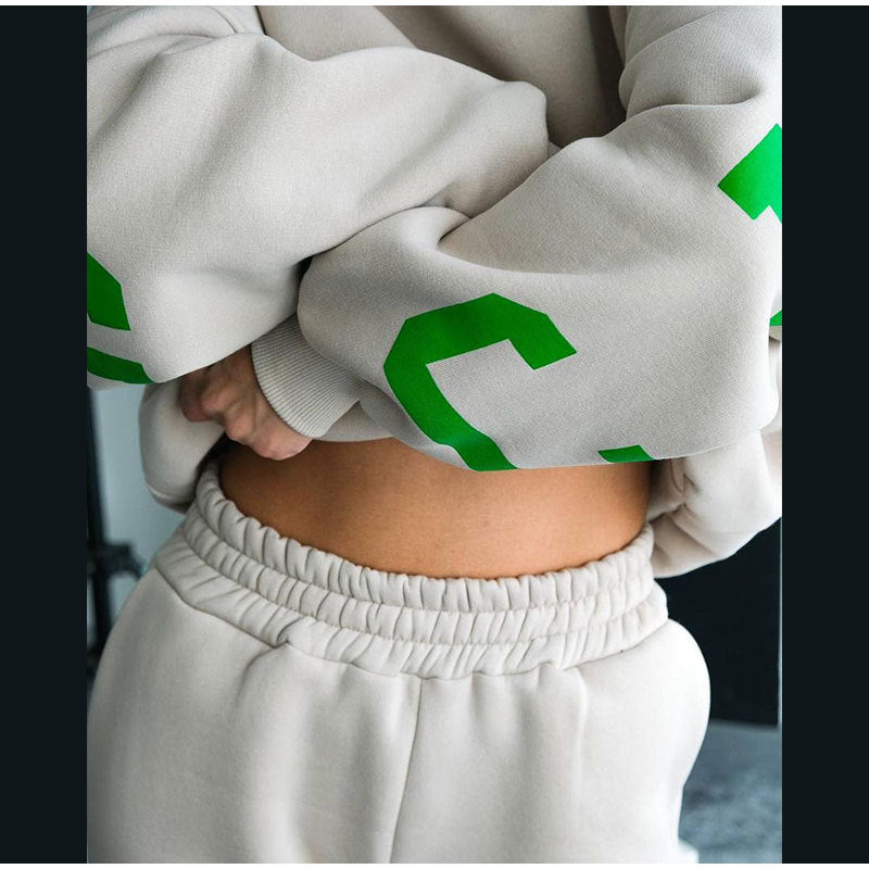 Loose Floral Print Long Sleeve Pullover Pants Two-piece Set