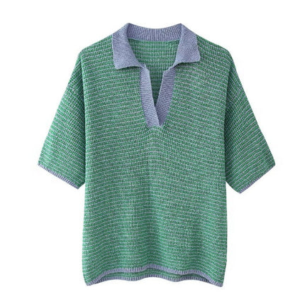 Loose Knitted Top High Waist Knit Shorts Suit