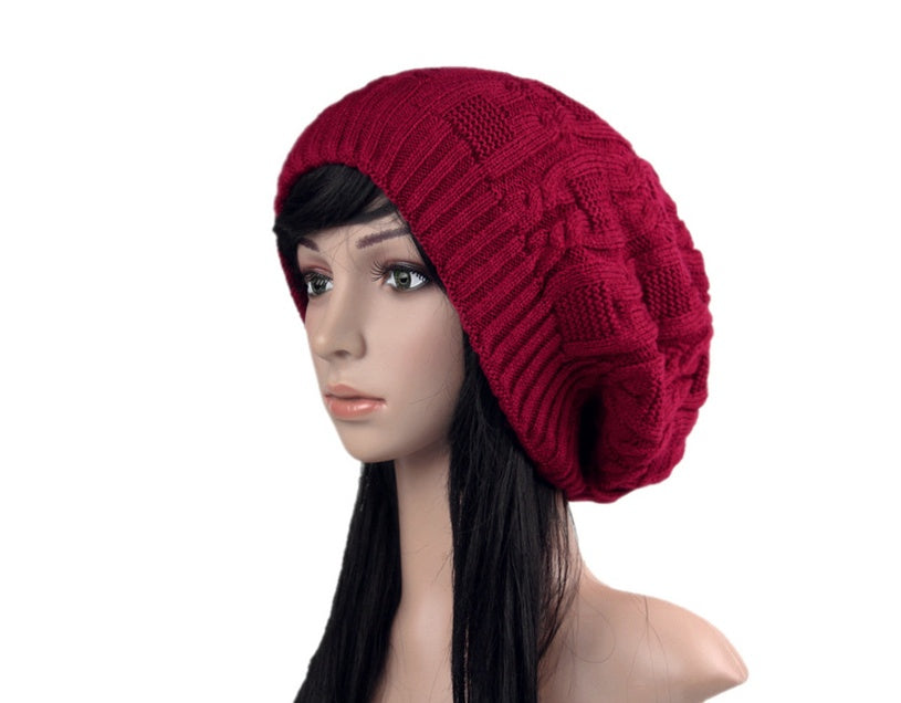 Winter Pile Knitted Woolen Women's Double-layer Hat