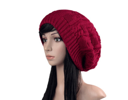 Winter Pile Knitted Woolen Women's Double-layer Hat
