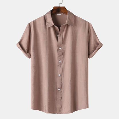Teenagers Solid Color Short-sleeved Lapel Shirt Top