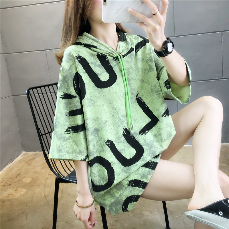 Medium long cotton T-shirt