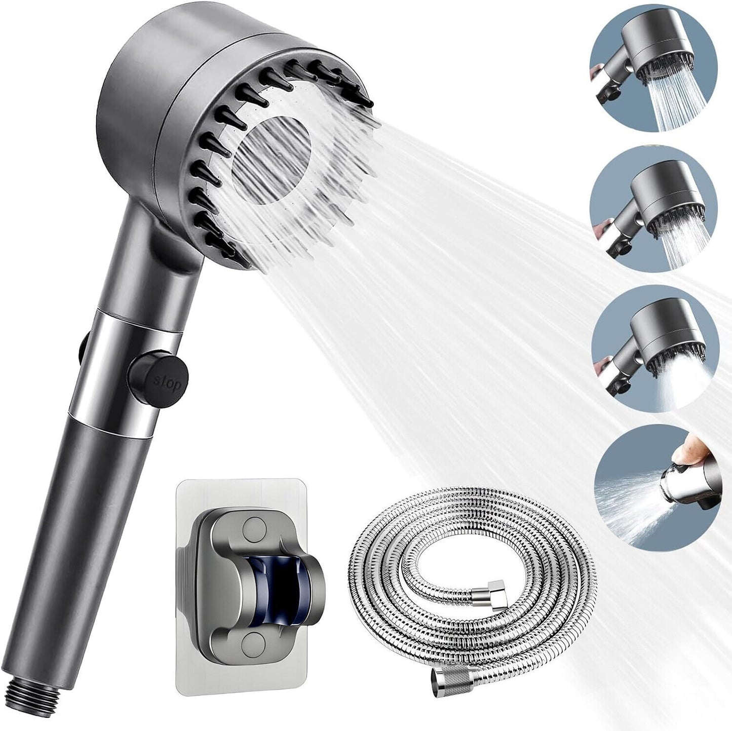 3 Modes Shower Head With Filter High Pressure Water Saving Massage Scalp